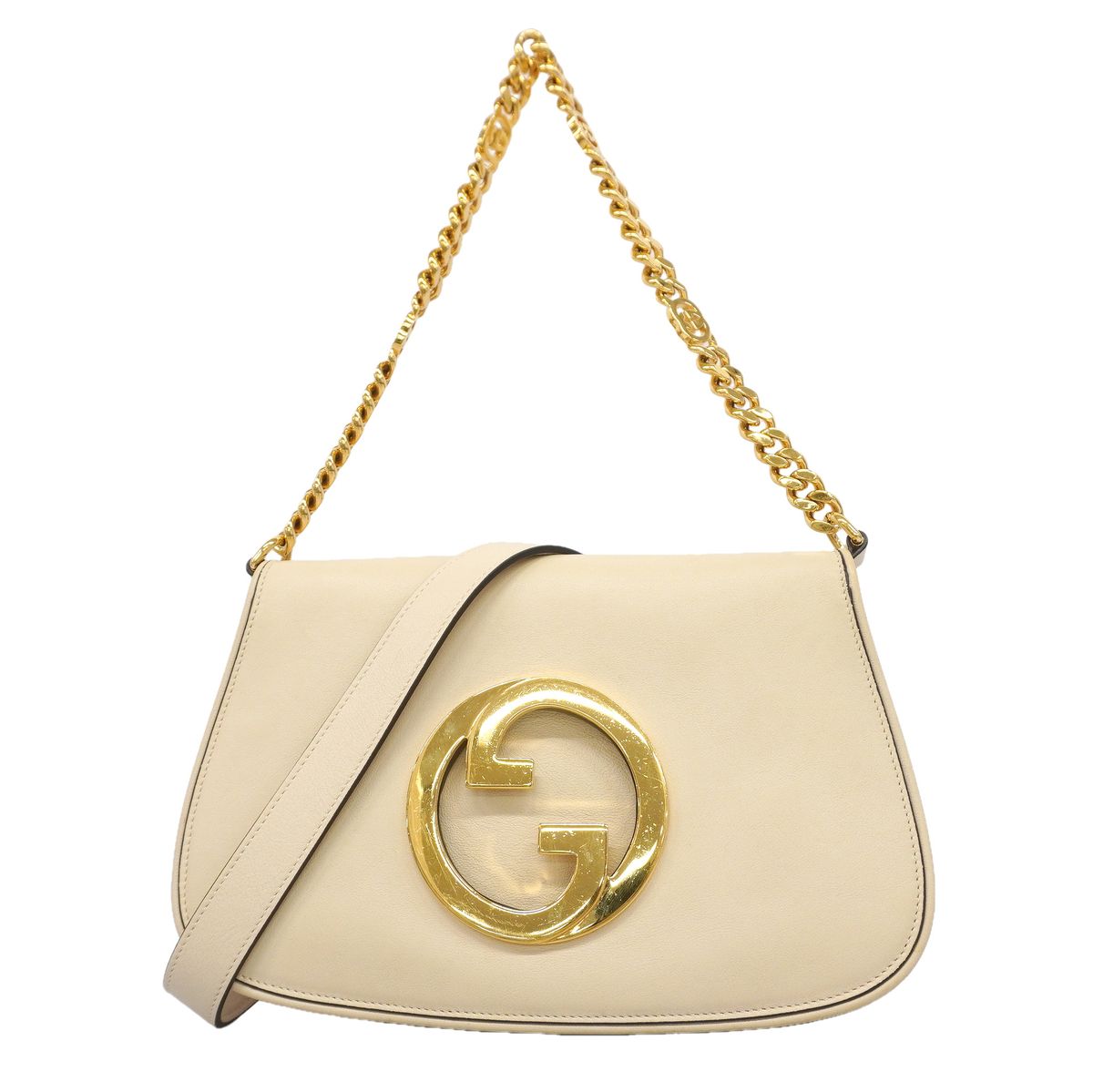 Gucci Shoulder Bag Blondie Leather Beige Gold