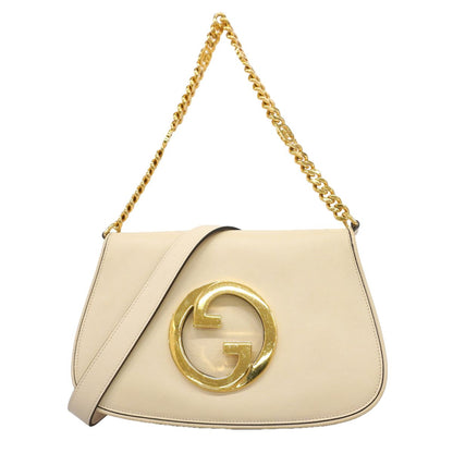 Gucci Shoulder Bag Blondie Leather Beige Gold