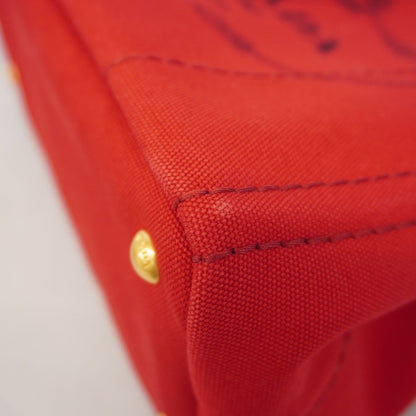 Prada Tote Bag Canapa Canvas Red Gold 2-Way — view 6