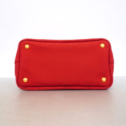Prada Tote Bag Canapa Canvas Red Gold 2-Way — view 3
