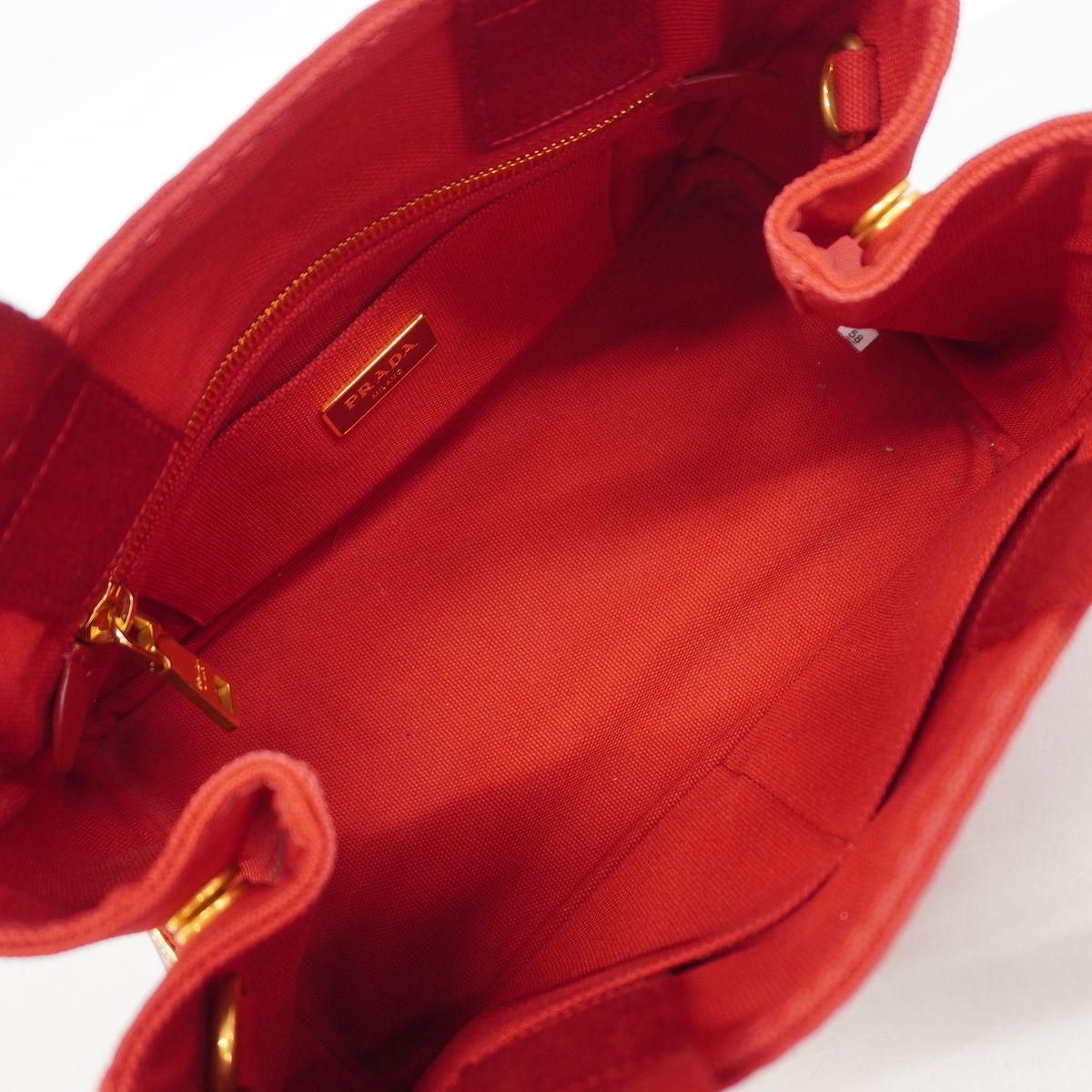 Prada Tote Bag Canapa Canvas Red Gold 2-Way — view 4