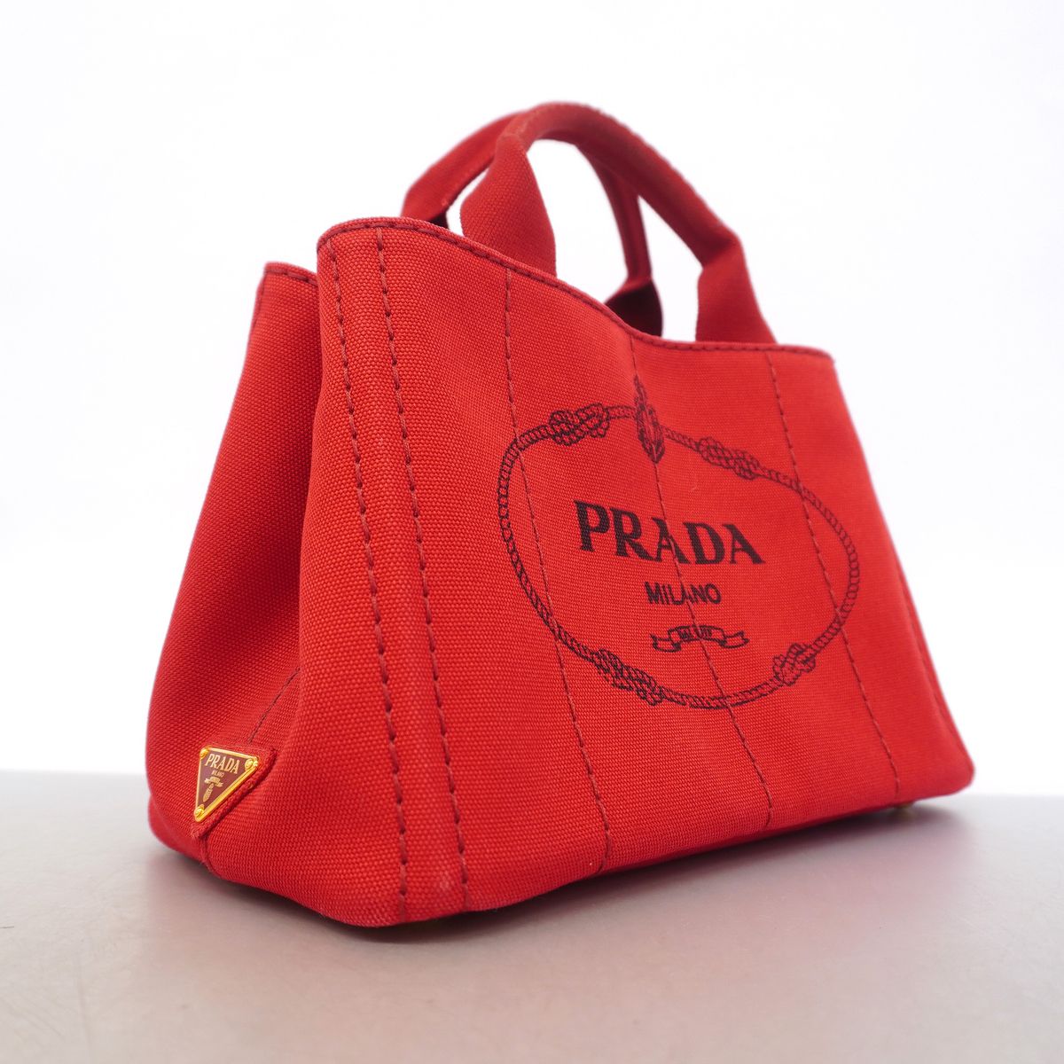 Prada Tote Bag Canapa Canvas Red Gold 2-Way — view 2