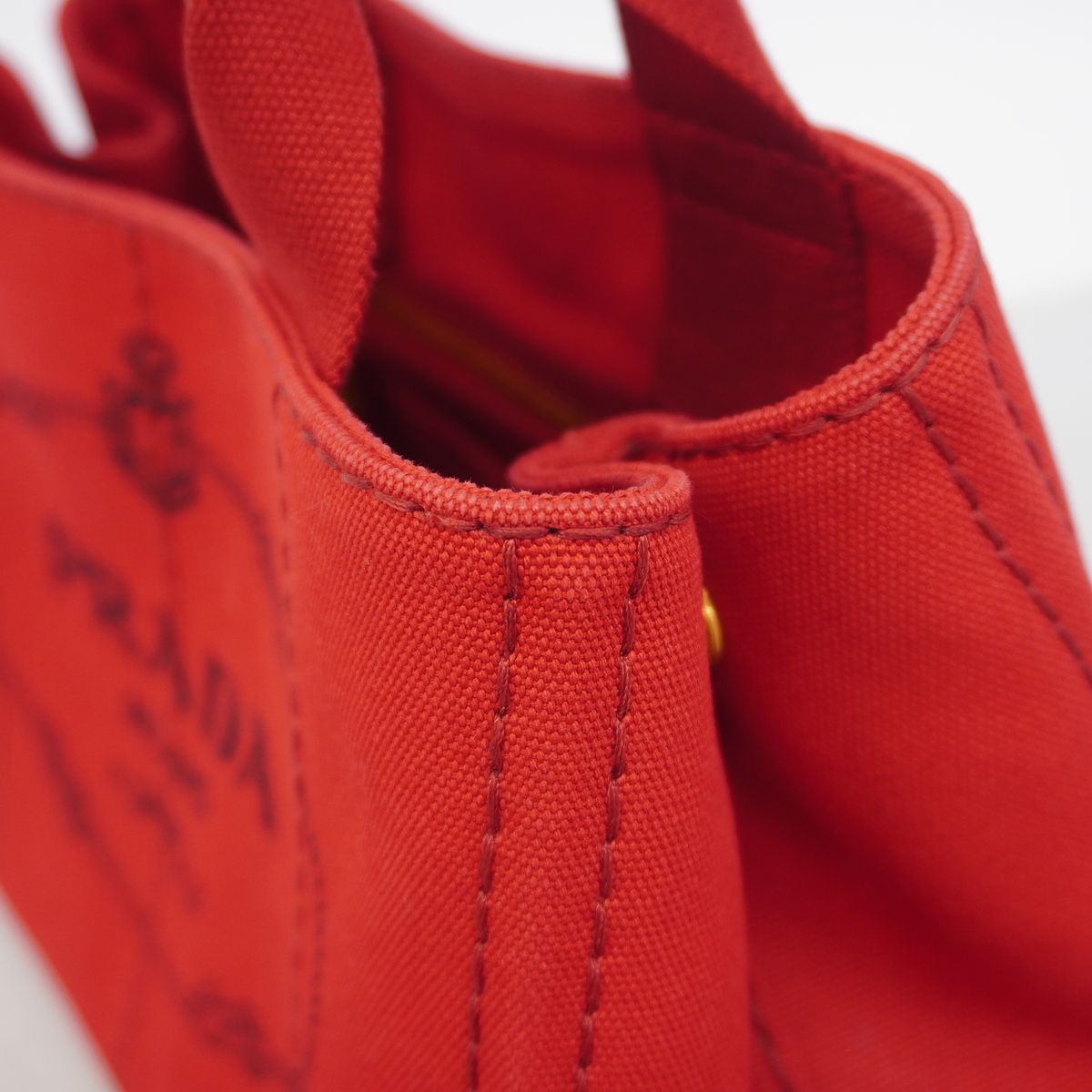 Prada Tote Bag Canapa Canvas Red Gold 2-Way — view 7
