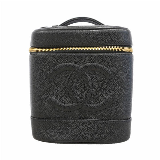 Chanel Vanity Bag Caviar Leather Black Gold