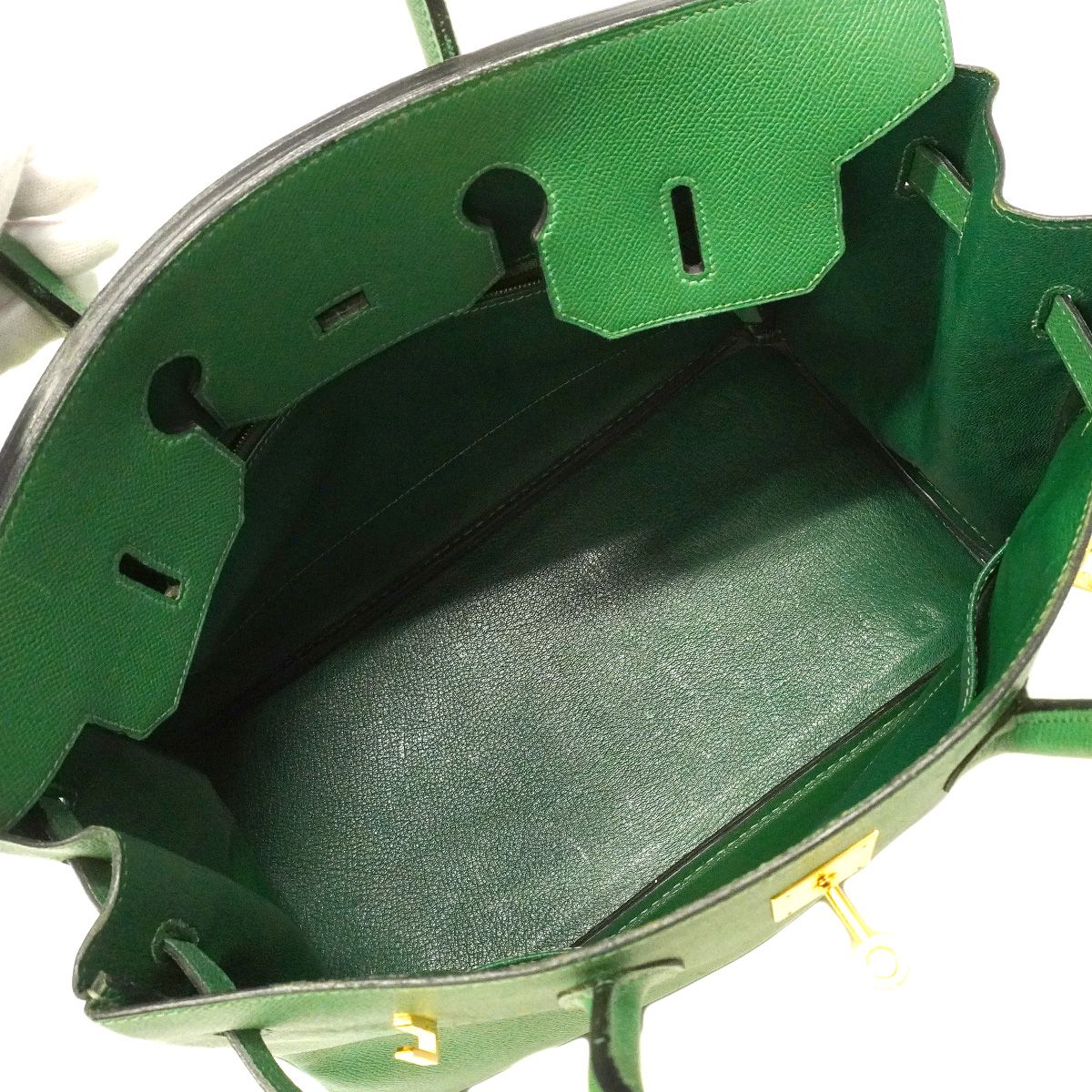 Hermes Birkin 35 Courchevel Green Gold Handbag — view 4