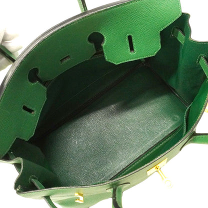 Hermes Birkin 35 Courchevel Green Gold Handbag — view 4