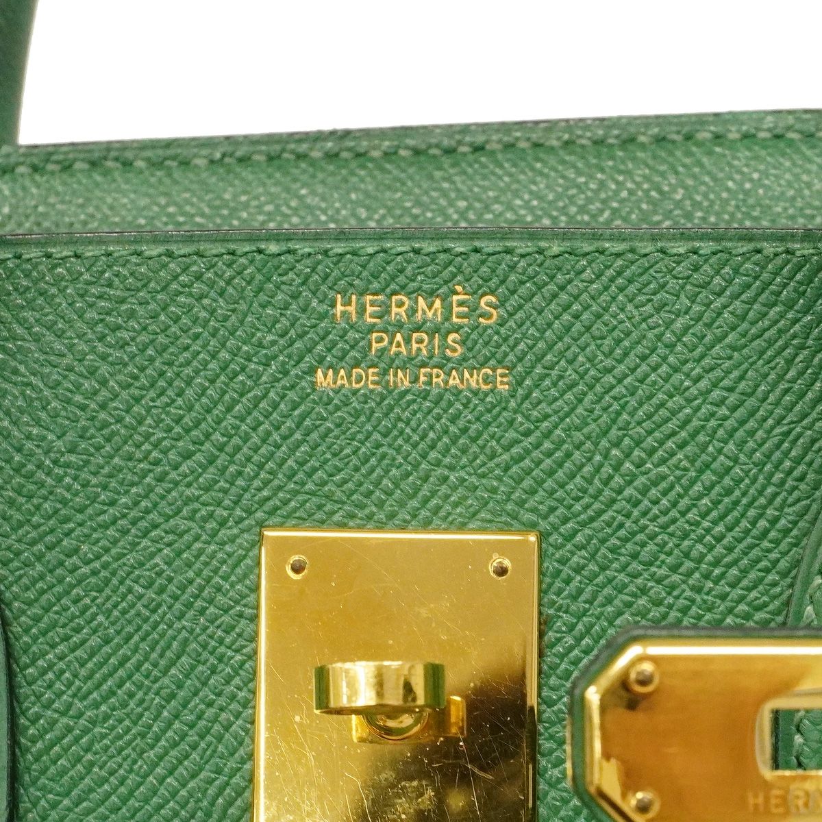 Hermes Birkin 35 Courchevel Green Gold Handbag — view 5