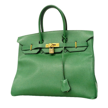 Hermes Birkin 35 Courchevel Green Gold Handbag