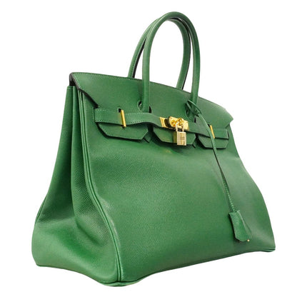 Hermes Birkin 35 Courchevel Green Gold Handbag — view 2