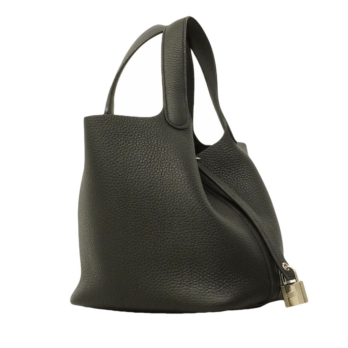Hermes Picotin Lock PM Taurillon Clemence Black Silver Handbag — view 2