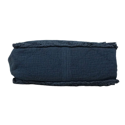 Chanel Chain Tote Bag Deauville Cotton Navy Silver 2-Way — view 3