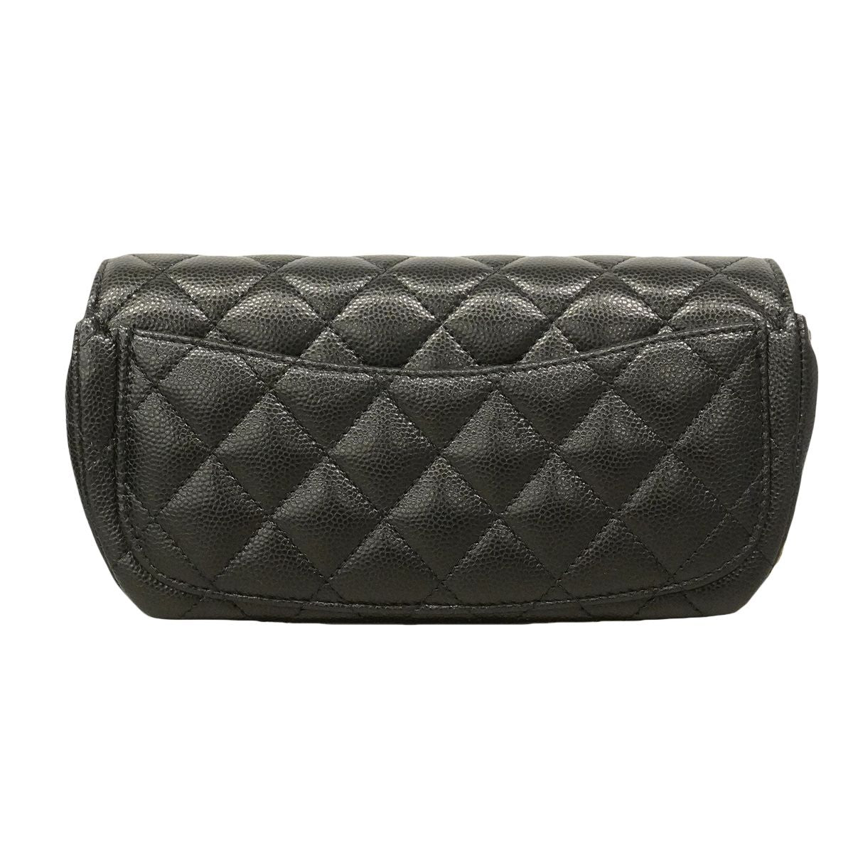 Chanel Shoulder Bag Quilted Caviar Leather Black Champagne Gold — view 6