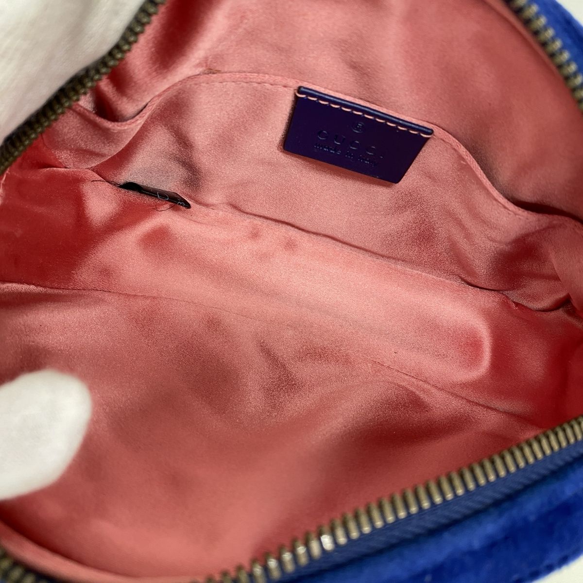 Gucci Waist Bag Suede Blue Gold — view 4