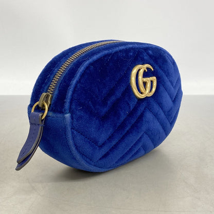 Gucci Waist Bag Suede Blue Gold — view 2