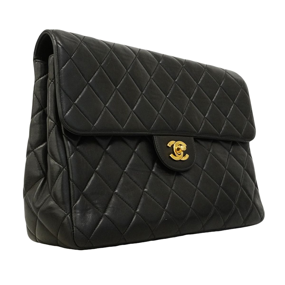 Chanel Shoulder Bag Maxi Quilted Black Gold — view 2