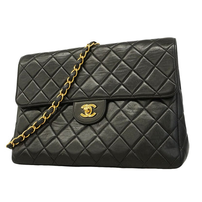 Chanel Shoulder Bag Maxi Quilted Black Gold