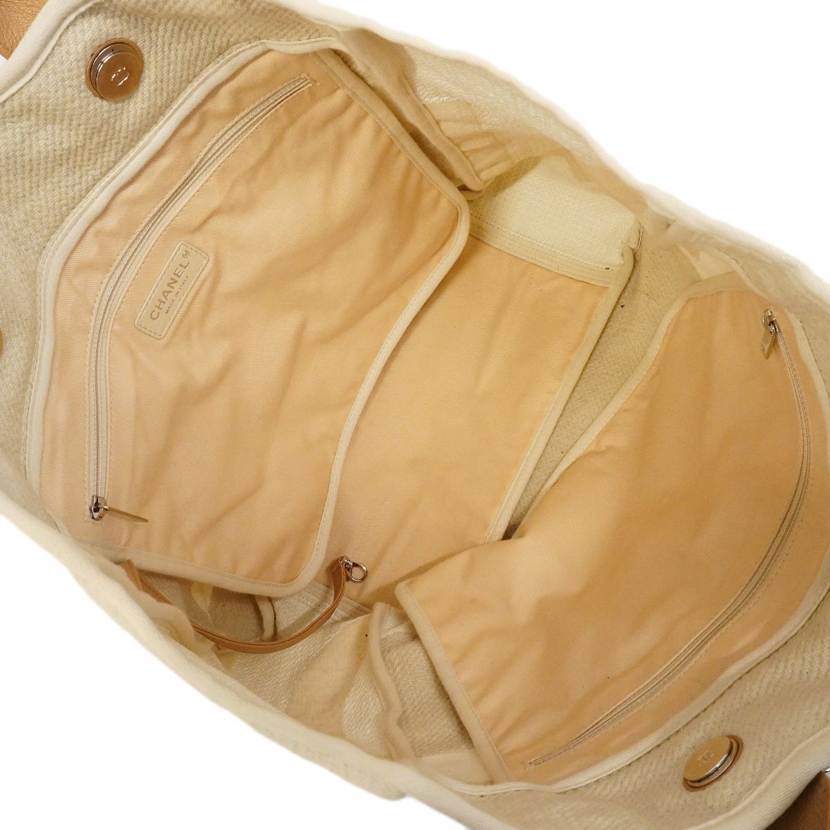 Chanel Handle Deauville Canvas Beige Silver 2-Way Bag — view 4