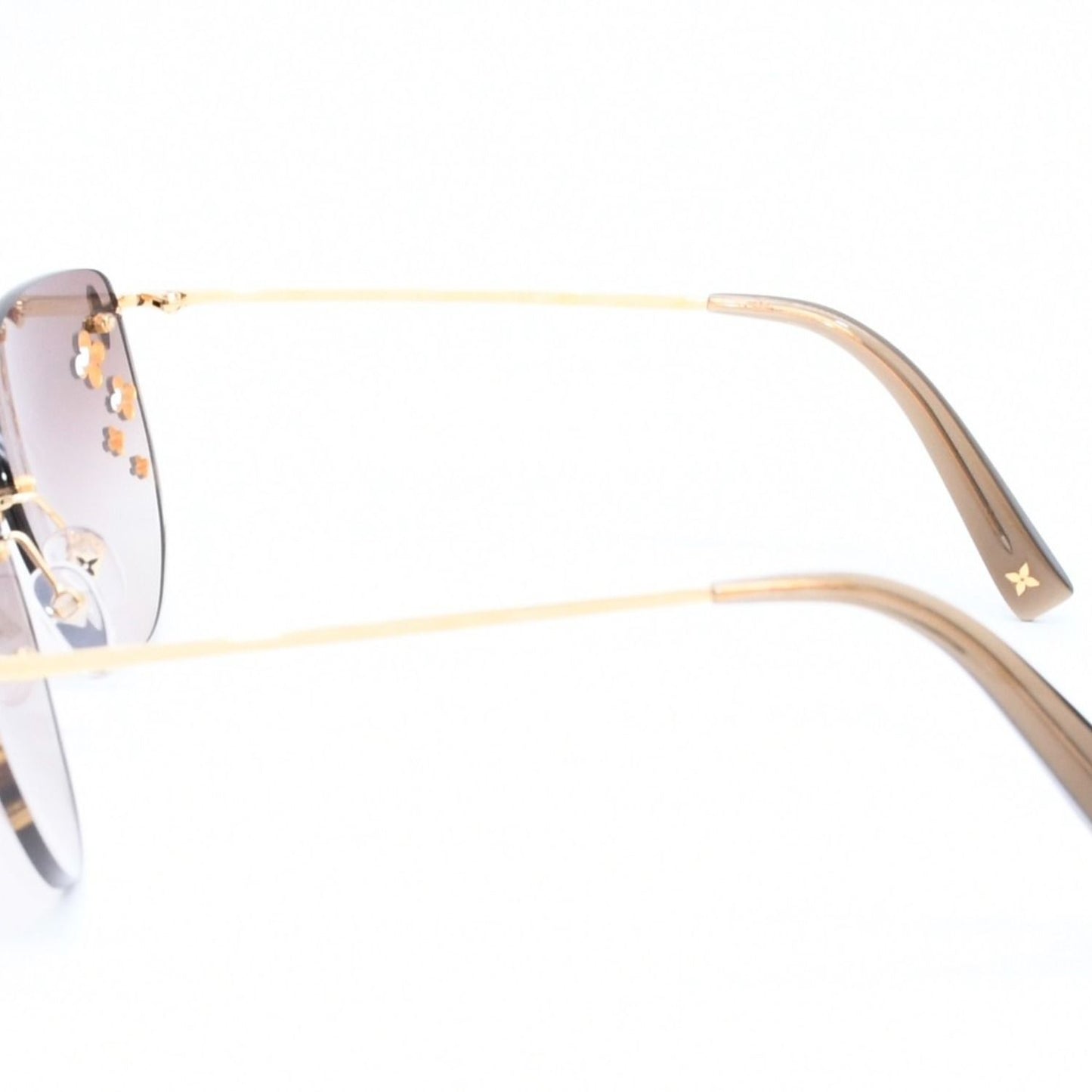 Louis Vuitton Desmayo Cat Eye Rimless Sunglasses Brown Monogram Flower Gold — view 5