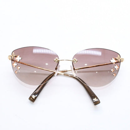Louis Vuitton Desmayo Cat Eye Rimless Sunglasses Brown Monogram Flower Gold