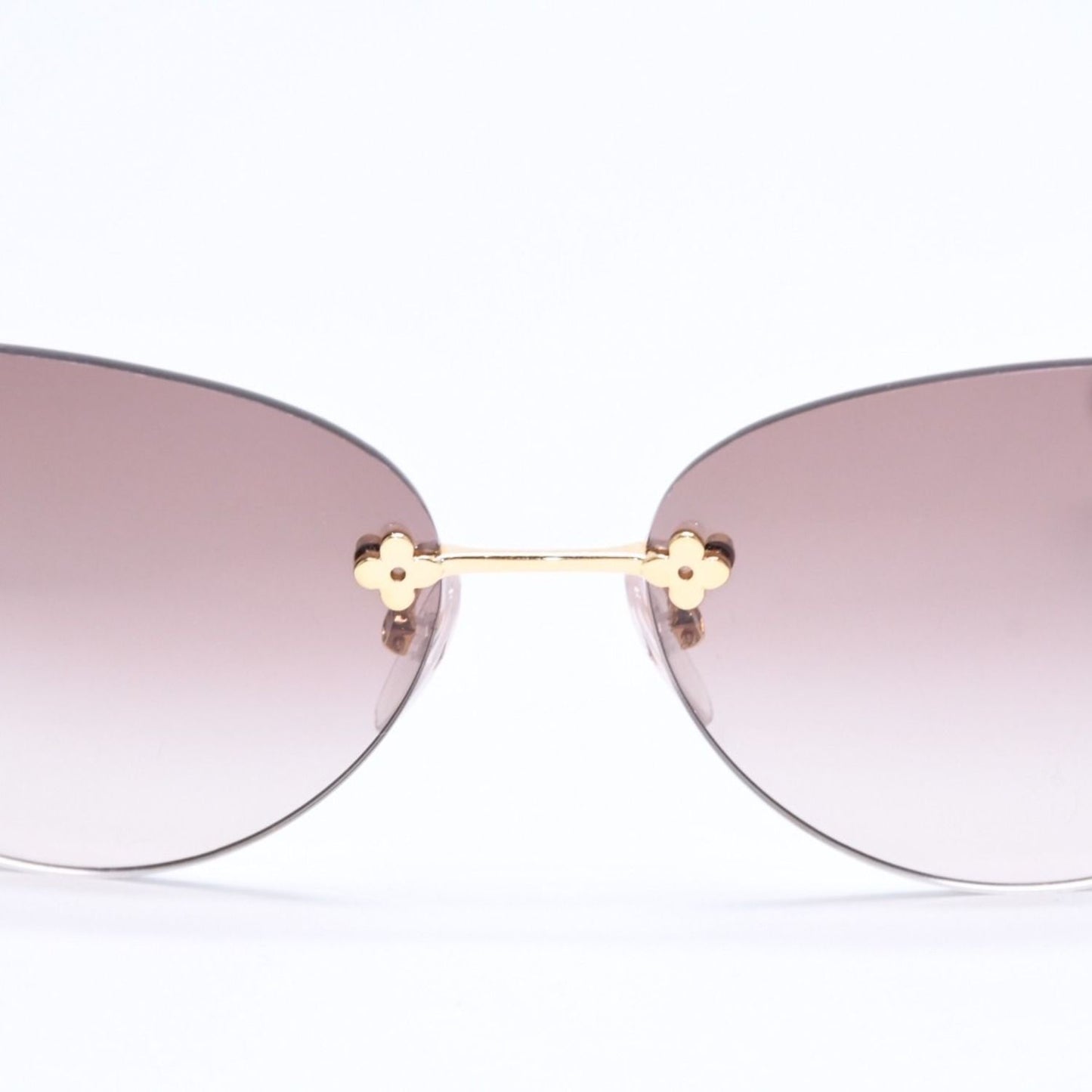 Louis Vuitton Desmayo Cat Eye Rimless Sunglasses Brown Monogram Flower Gold — view 8