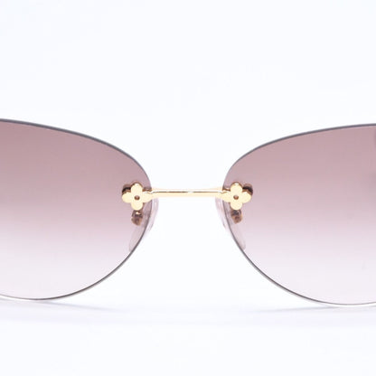 Louis Vuitton Desmayo Cat Eye Rimless Sunglasses Brown Monogram Flower Gold — view 8