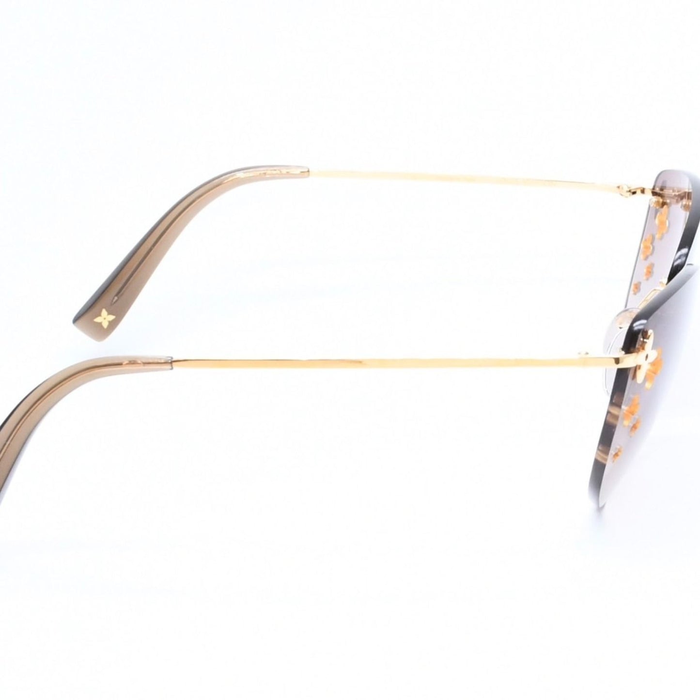 Louis Vuitton Desmayo Cat Eye Rimless Sunglasses Brown Monogram Flower Gold — view 4