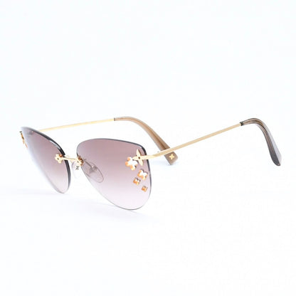 Louis Vuitton Desmayo Cat Eye Rimless Sunglasses Brown Monogram Flower Gold — view 2