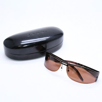 Gucci Shield Sunglasses Eyewear S Brown Metal