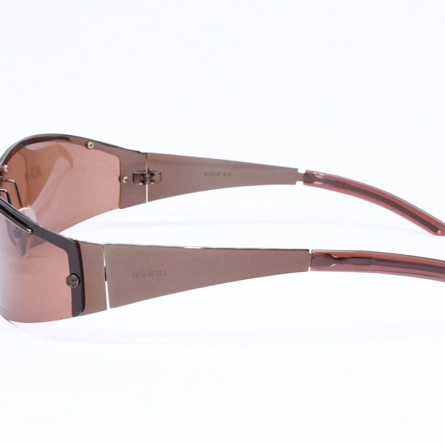 Gucci Shield Sunglasses Eyewear S Brown Metal — view 6