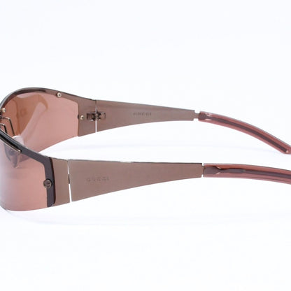 Gucci Shield Sunglasses Eyewear S Brown Metal — view 6