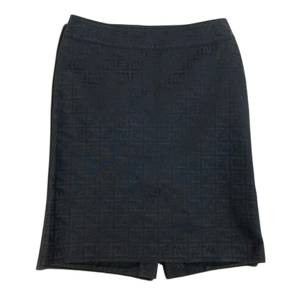 Fendi Ih 11 New in Zucca Pattern Tight Skirt Black 40 — view 2
