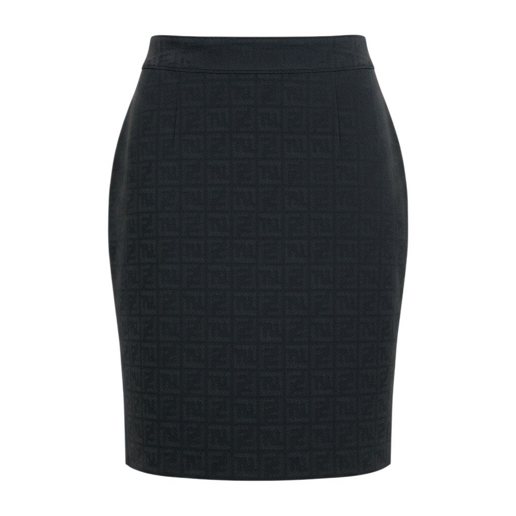 Fendi Ih 11 New in Zucca Pattern Tight Skirt Black 40