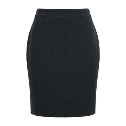 Fendi Ih 11 New in Zucca Pattern Tight Skirt Black 40