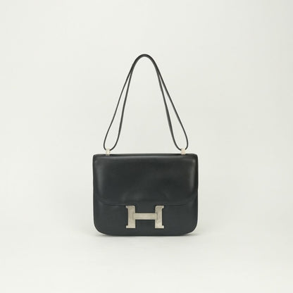 Hermes Constance 23 Shoulder Bag Box Calf Noir Black Silver