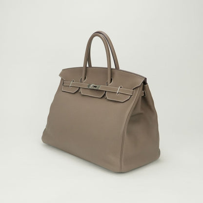 Hermes Birkin 40 Tote Bag Togo Etoupe Gray Silver Handle — view 2