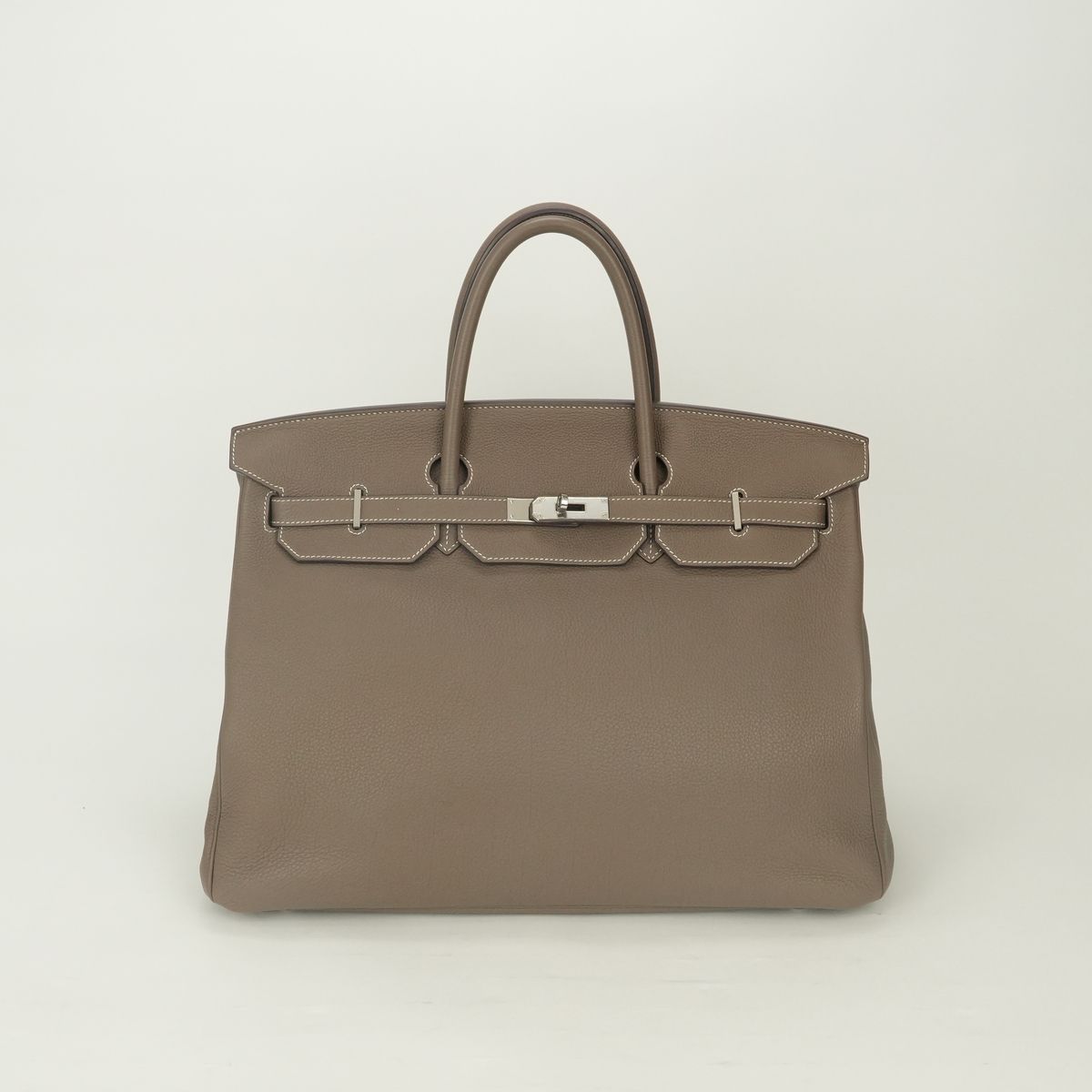 Hermes Birkin 40 Tote Bag Togo Etoupe Gray Silver Handle