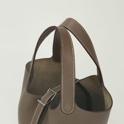 Hermes Picotin Lock PM 18 Tote Bag Taurillon Clemence Etoupe Gray Silver — view 4