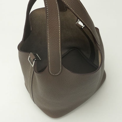 Hermes Picotin Lock PM 18 Tote Bag Taurillon Clemence Etoupe Gray Silver — view 8