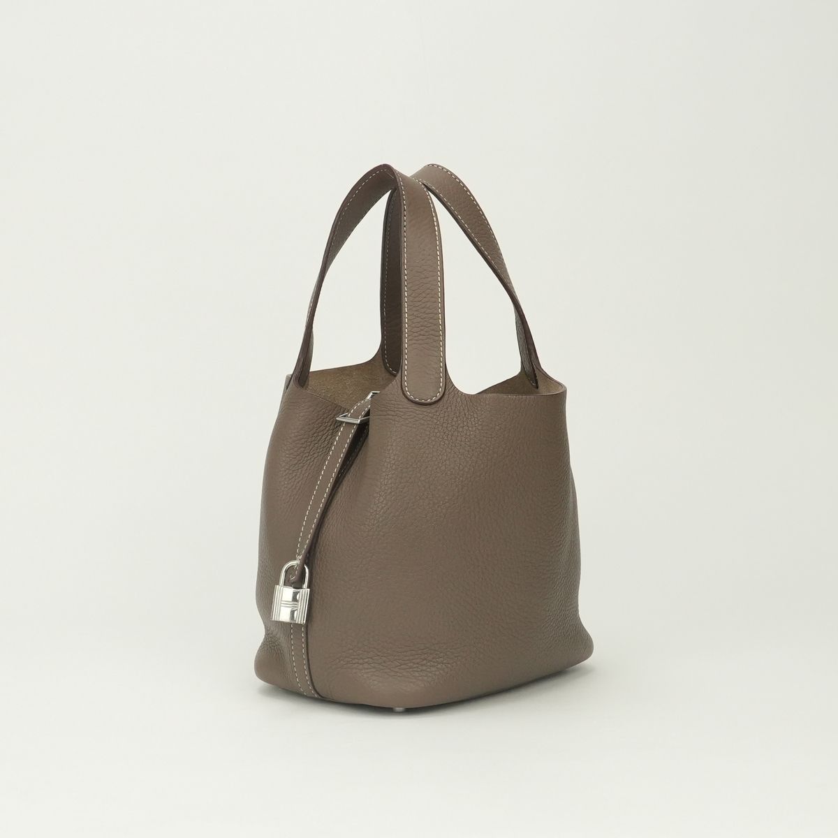 Hermes Picotin Lock PM 18 Tote Bag Taurillon Clemence Etoupe Gray Silver — view 2