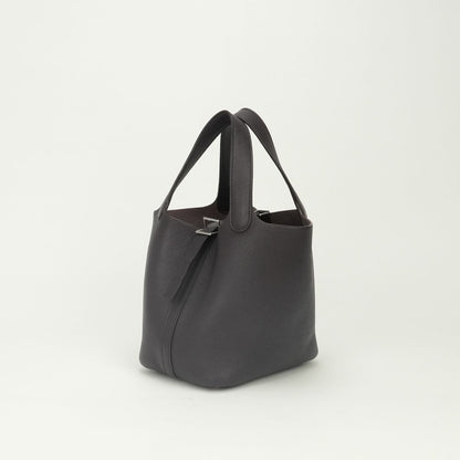 Hermes Picotin PM 18 PM Tote Bag Togo Raisin Purple Silver Handle — view 2