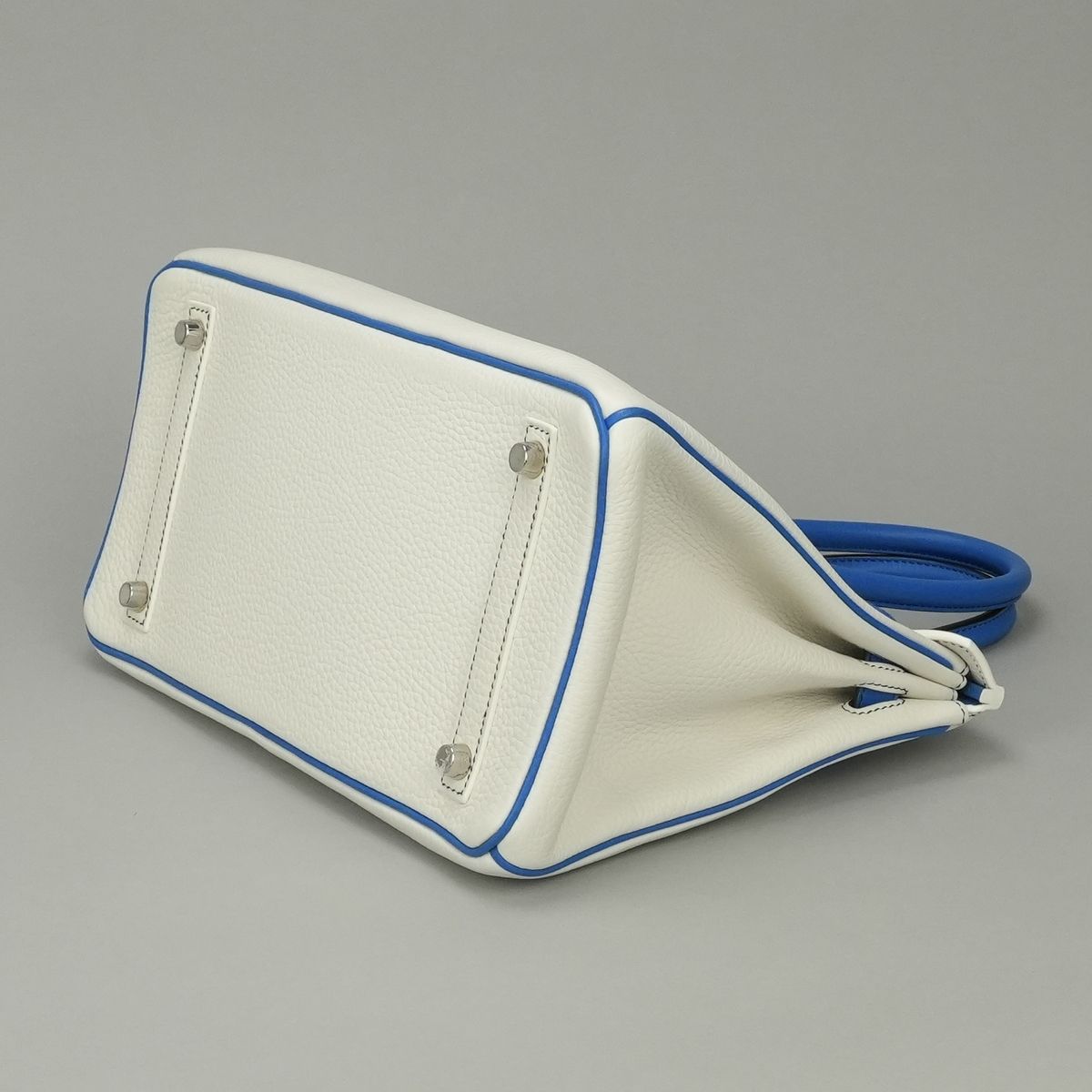 Hermes Birkin 30 Tote Bag Taurillon Clemence Blanc Blue Bleu Zellige White Matte — view 5