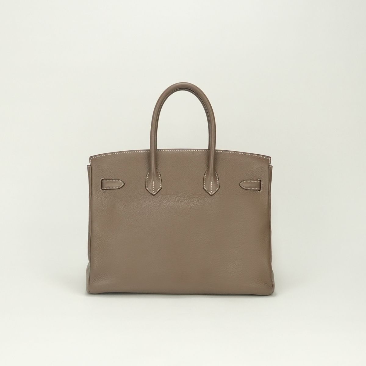 Hermes Birkin 35 Tote Bag Taurillon Clemence Etoupe Gray Silver Handle — view 3