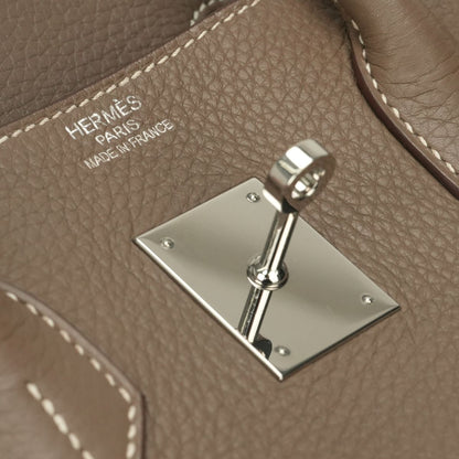 Hermes Birkin 35 Tote Bag Taurillon Clemence Etoupe Gray Silver Handle — view 8