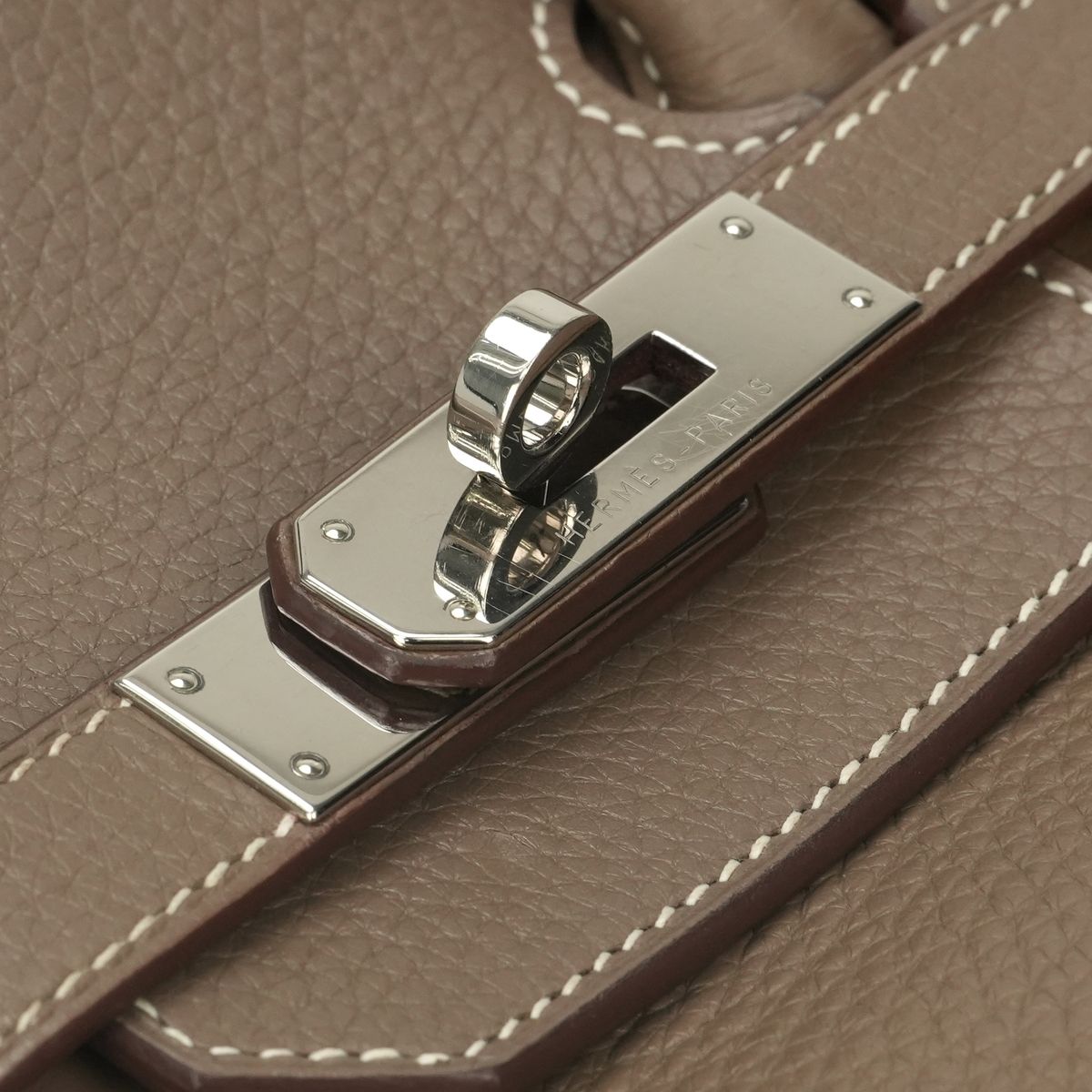 Hermes Birkin 35 Tote Bag Taurillon Clemence Etoupe Gray Silver Handle — view 7