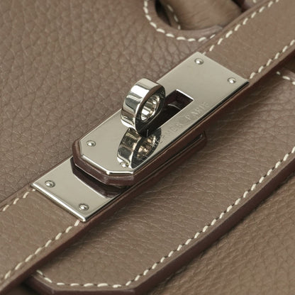 Hermes Birkin 35 Tote Bag Taurillon Clemence Etoupe Gray Silver Handle — view 7