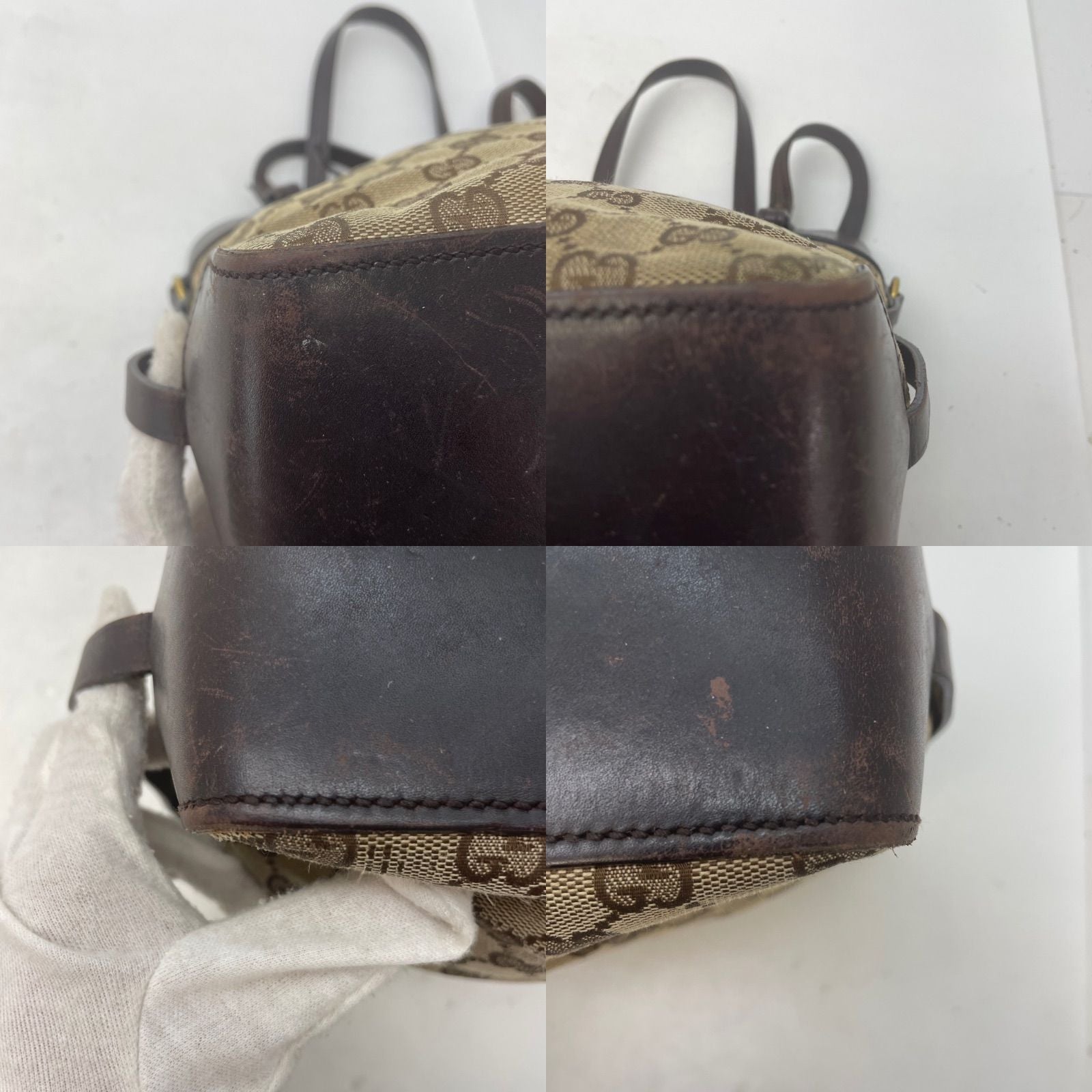Gucci GG Canvas Tote Bag Leather Detail Brown GH 96 — view 6