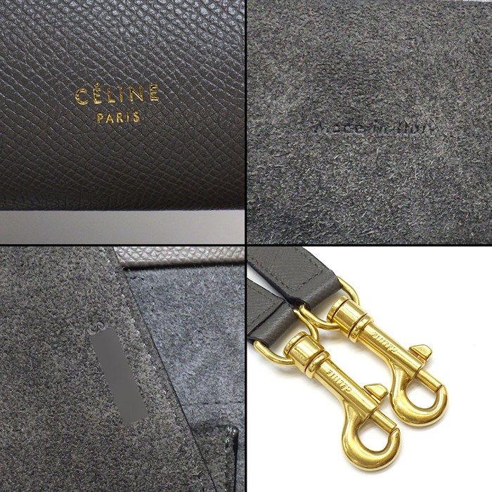 Celine Handle Shoulder Bag Mini Gray Calfskin Gold — view 6
