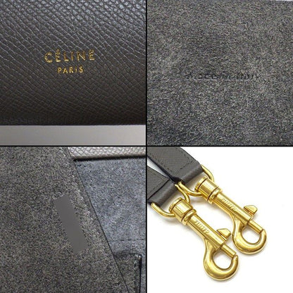 Celine Handle Shoulder Bag Mini Gray Calfskin Gold — view 6