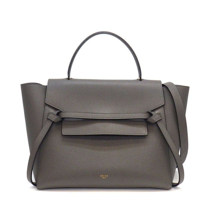 Celine Handle Shoulder Bag Mini Gray Calfskin Gold