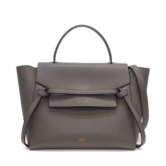 Celine Handle Shoulder Bag Mini Gray Calfskin Gold